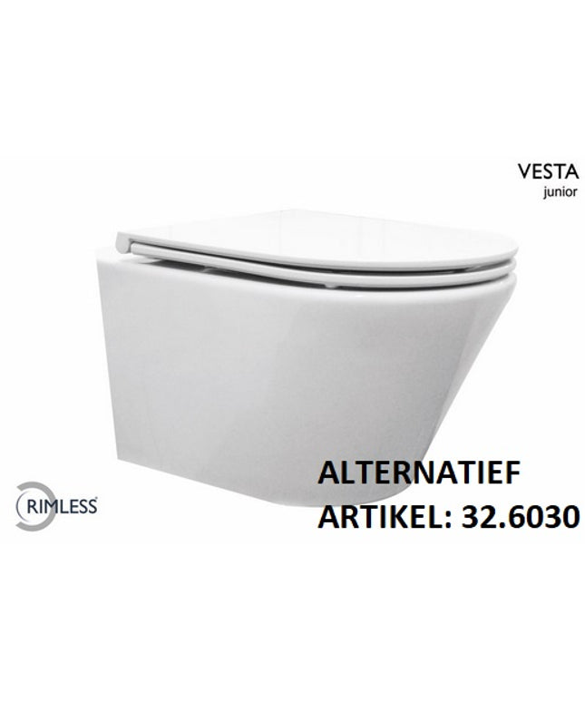 Wiesbaden Vesta Junior wandcloset rimless 47 cm glans wit | Schwertz & Co