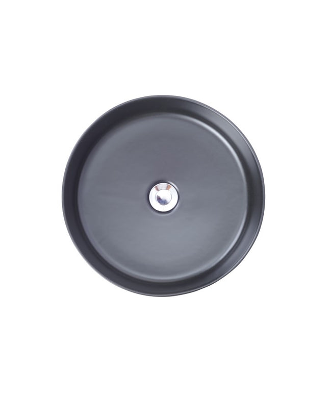 Wiesbaden Link waskom rond 40 cm keramiek mat zwart - detailfoto rand | Schwertz & Co