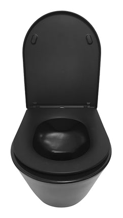 Wiesbaden Stereo wandcloset rimless met Shade slim toiletzitting mat zwart - sfeerfoto | Schwertz & Co