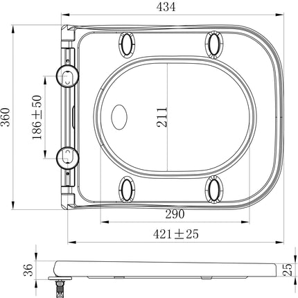 Wiesbaden Sky toiletzitting softclose glans wit - technische tekening | Schwertz & Co