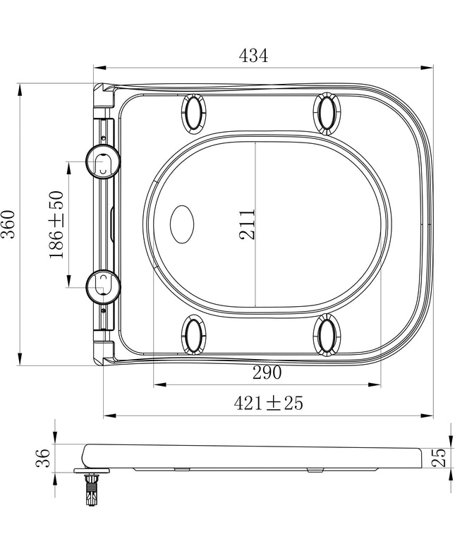 Wiesbaden Sky toiletzitting softclose glans wit - technische tekening | Schwertz & Co