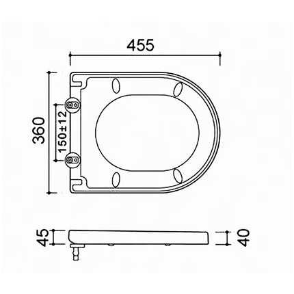 Xellanz Arco toiletzitting glans wit - technische tekening | Schwertz & Co