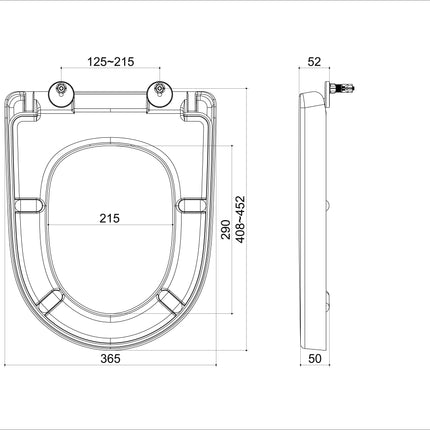 Xellanz Vilona toiletzitting glans wit - technische tekening | Schwertz & Co
