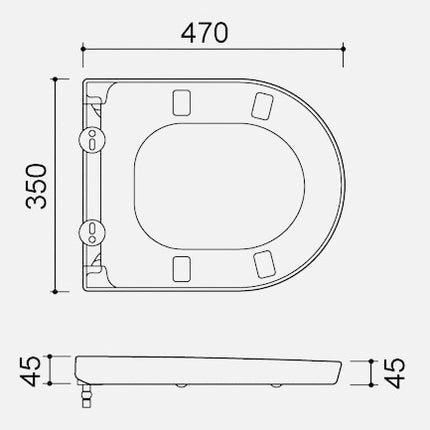 Xellanz Metro toiletzitting glans wit - technische tekening | Schwertz & Co