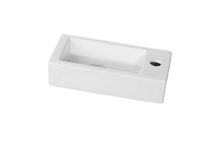 Wiesbaden Rhea S mini fontein rechts keramiek glans wit - sfeerfoto | Schwertz & Co
