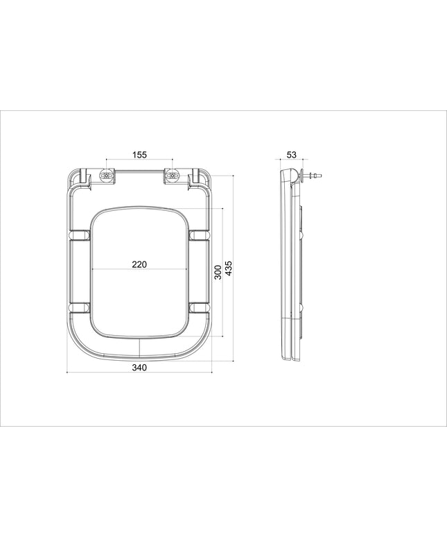 Wiesbaden Carré toiletzitting softclose glans wit - technische tekening | Schwertz & Co