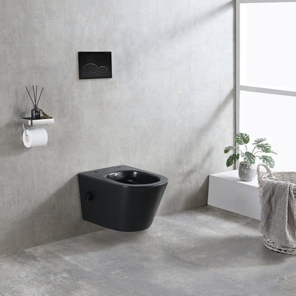 Wiesbaden Vesta wandcloset met bidetkraan mat zwart - detailfoto | Schwertz & Co