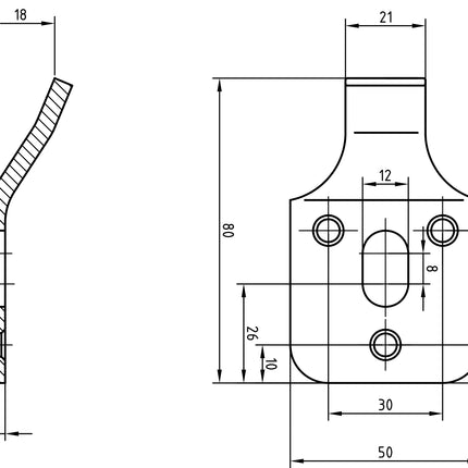 Riko set bevestigingshaken voor wastafel - technische tekening | Schwertz & Co