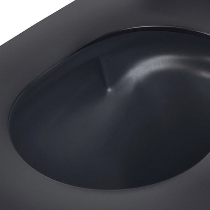 Wiesbaden Vesta Tornado wandcloset rimless mat zwart - detailfoto Flatline zitting | Schwertz & Co
