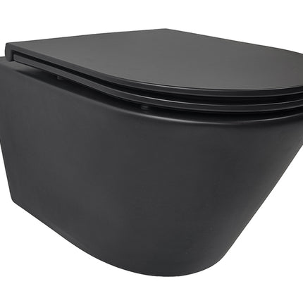 Wiesbaden Vesta Tornado wandcloset rimless mat zwart | Schwertz & Co