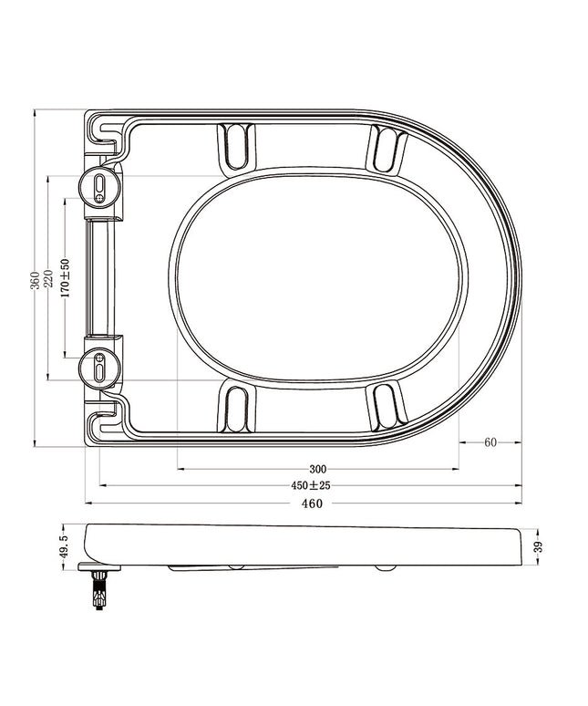 Wiesbaden Vesta wandcloset rimless mat zwart Vesta zitting - technische tekening met maatvoering | Schwertz & Co