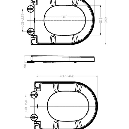 Wiesbaden Vesta toiletzitting softclose mat wit - technische tekening | Schwertz & Co