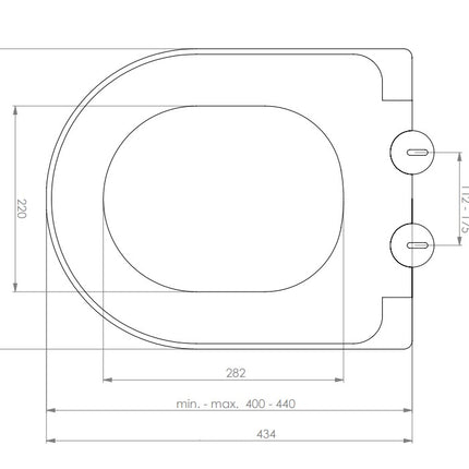 Wiesbaden Vesta toiletzitting softclose 52 cm mat grijs - technische tekening | Schwertz & Co