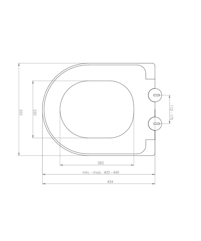 Wiesbaden Vesta toiletzitting softclose 52 cm mat grijs - technische tekening | Schwertz & Co