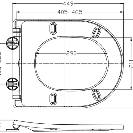 Wiesbaden Shade Slim toiletzitting softclose mat grijs - technische tekening | Schwertz & Co