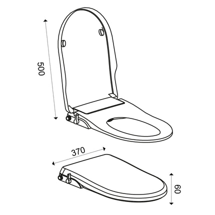 Xellanz Luxiseat toiletzitting met bidetfunctie glans wit - technische tekening | Schwertz & Co