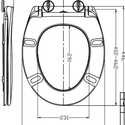 Wiesbaden Ultimo 3.0 toiletzitting softclose mat wit - technische tekening | Schwertz & Co