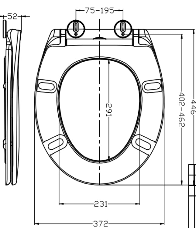 Wiesbaden Ultimo 3.0 toiletzitting softclose mat wit - technische tekening | Schwertz & Co