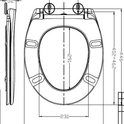 Wiesbaden Ultimo 3.0 toiletzitting softclose mat zwart - technische tekening | Schwertz & Co