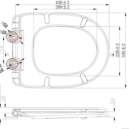 Xellanz Menir toiletzitting glans wit - technische tekening | Schwertz & Co
