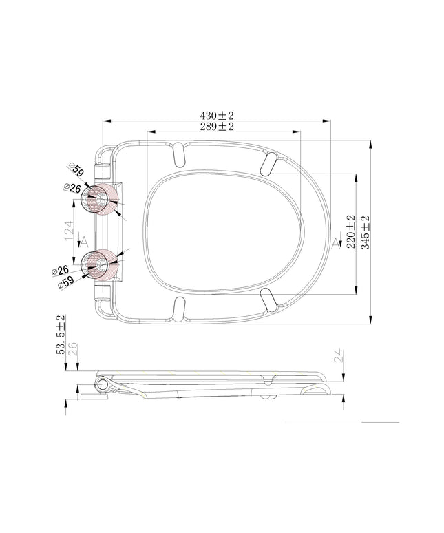 Xellanz Menir toiletzitting glans wit - technische tekening | Schwertz & Co
