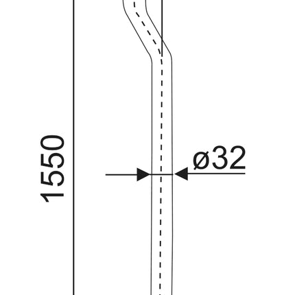 Xellanz universele valpijp hooghangend reservoir 32 mm - technische tekening | Schwertz & Co