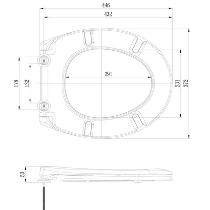 Xellanz Neptunus 2.0 toiletzitting glans wit - technische tekening | Schwertz & Co