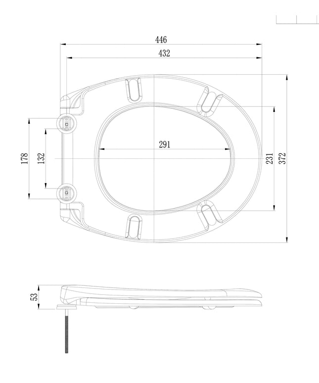 Xellanz Neptunus 2.0 toiletzitting glans wit - technische tekening | Schwertz & Co