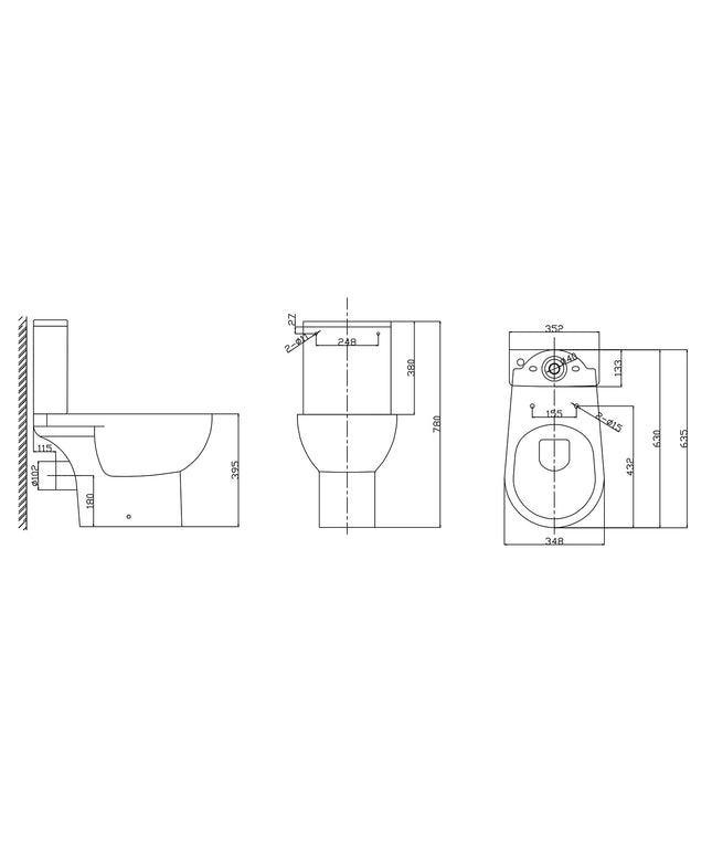 Xellanz duoblok toilet staand rimless PK glans wit - technische tekening | Schwertz & Co