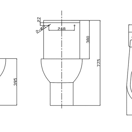 Xellanz duoblok toilet rimless AO glans wit - technische tekening | Schwertz & Co
