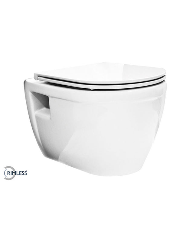 Wiesbaden Prio wandcloset rimless glans wit - sfeerfoto | Schwertz & Co