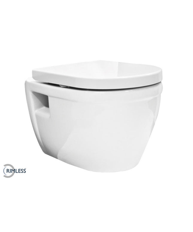 Wiesbaden Prio wandcloset rimless glans wit - detailfoto binnenzijde | Schwertz & Co