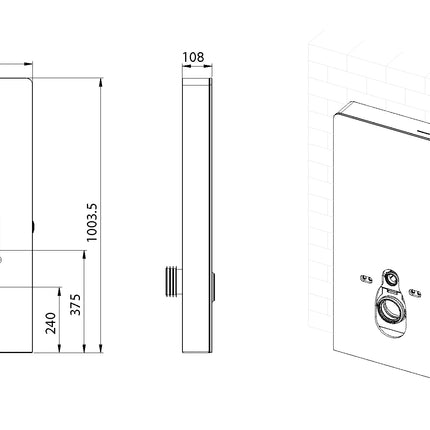 Wiesbaden Sensor voorzetreservoir met ombouw zwart - technische tekening | Schwertz & Co