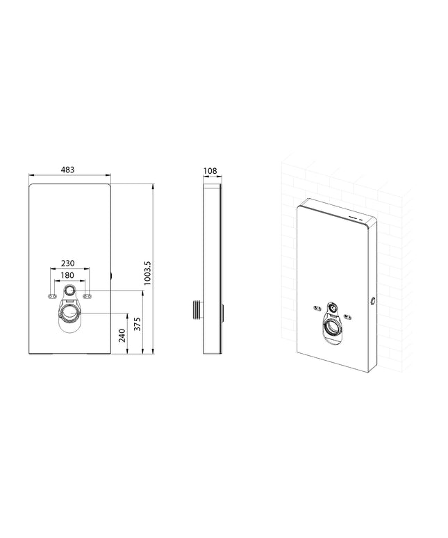 Wiesbaden Sensor voorzetreservoir met ombouw zwart - technische tekening | Schwertz & Co