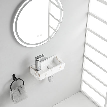 Wiesbaden Rhea S mini fontein links keramiek carrara - sfeerfoto | Schwertz & Co