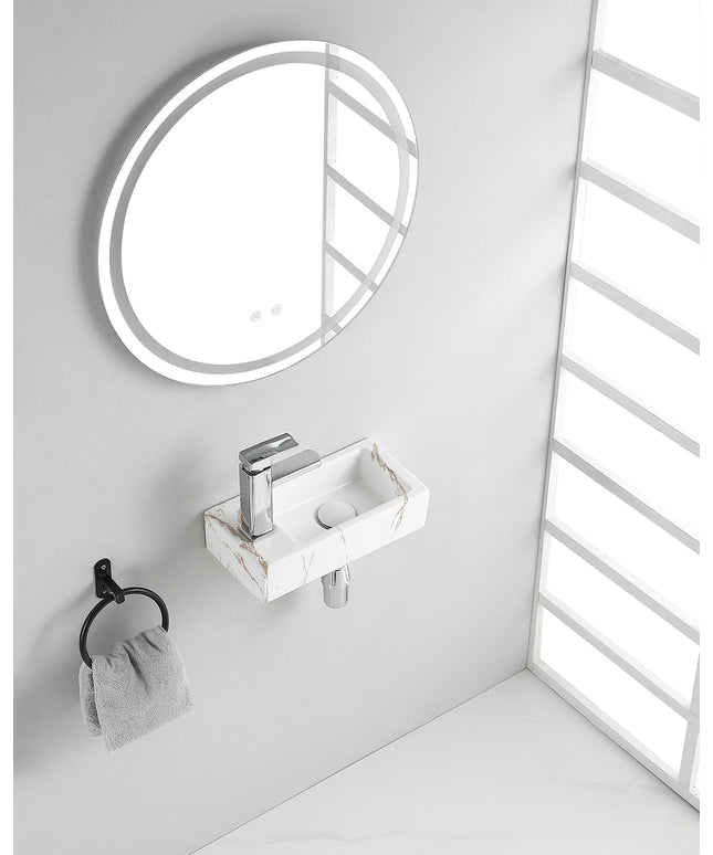 Wiesbaden Rhea S mini fontein links keramiek carrara - sfeerfoto | Schwertz & Co