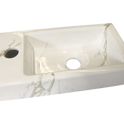 Wiesbaden Rhea S mini fontein links keramiek carrara - detailfoto | Schwertz & Co