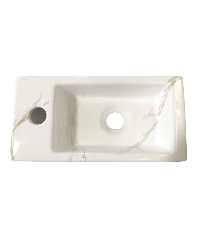 Wiesbaden Rhea S mini fontein links keramiek carrara - detailfoto kom | Schwertz & Co