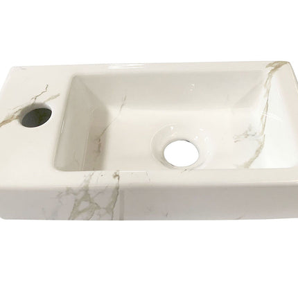 Wiesbaden Rhea S mini fontein links 36,5 cm keramiek carrara | Schwertz & Co
