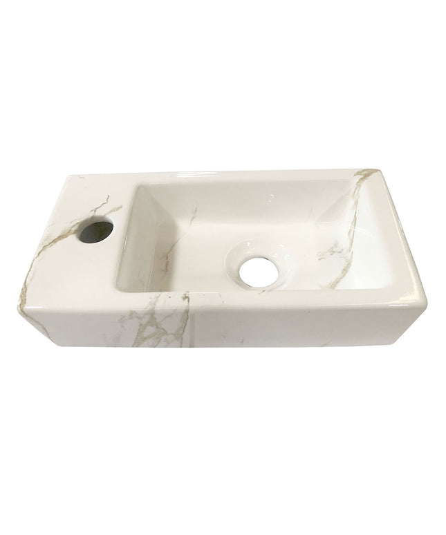 Wiesbaden Rhea S mini fontein links 36,5 cm keramiek carrara | Schwertz & Co