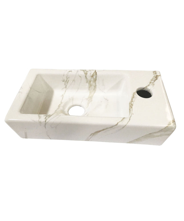 Wiesbaden Rhea S mini fontein rechts 36,5 cm keramiek carrara | Schwertz & Co