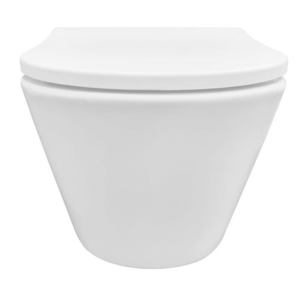 Wiesbaden Vesta rimless hangtoilet mat wit - detailfoto spoelrandloze pot | Schwertz & Co