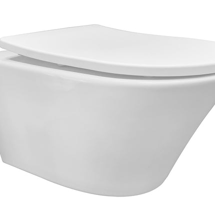 Wiesbaden Vesta wandcloset rimless met Shade slim zitting glans wit | Schwertz & Co