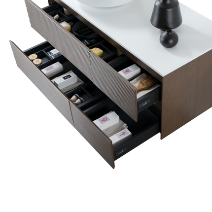 LAYDA wastafelonderkast – 119x49x52 cm – Donker walnoten – Greeploos & softclose