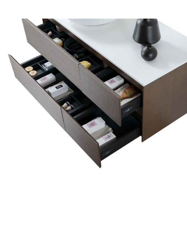 LAYDA wastafelonderkast – 119x49x52 cm – Donker walnoten – Greeploos & softclose