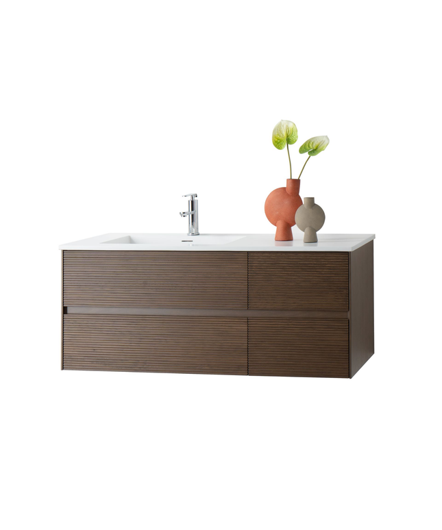 LAYDA wastafelonderkast – 119x49x52 cm – Donker walnoten – Greeploos & softclose