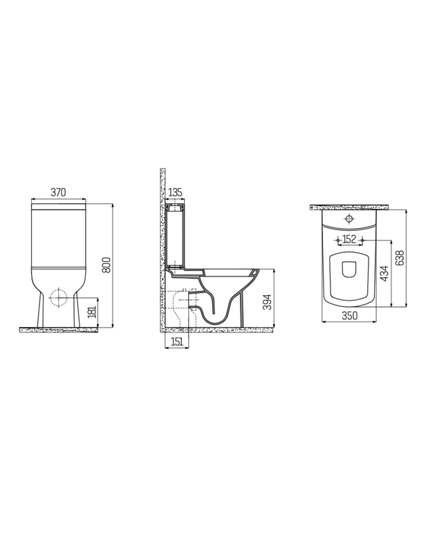 Creavit Lara staand toilet / vloertoilet – muur/onder-uitgang – mat zwart