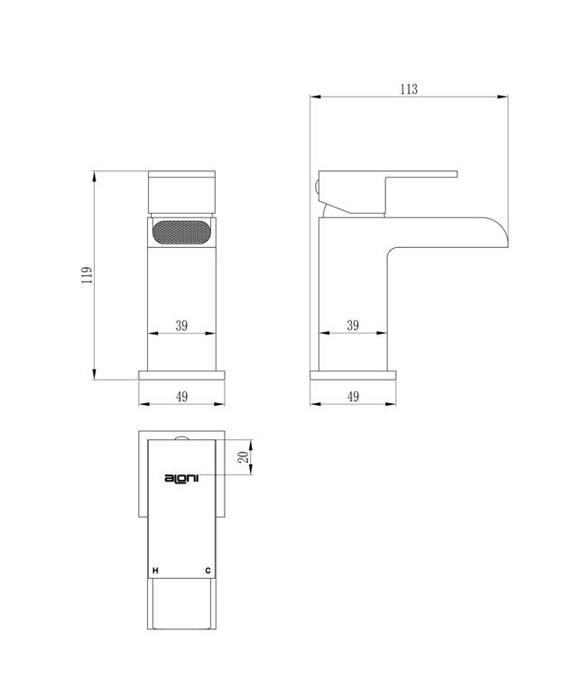 ALONI Square waterval wastafelkraan – Chroom