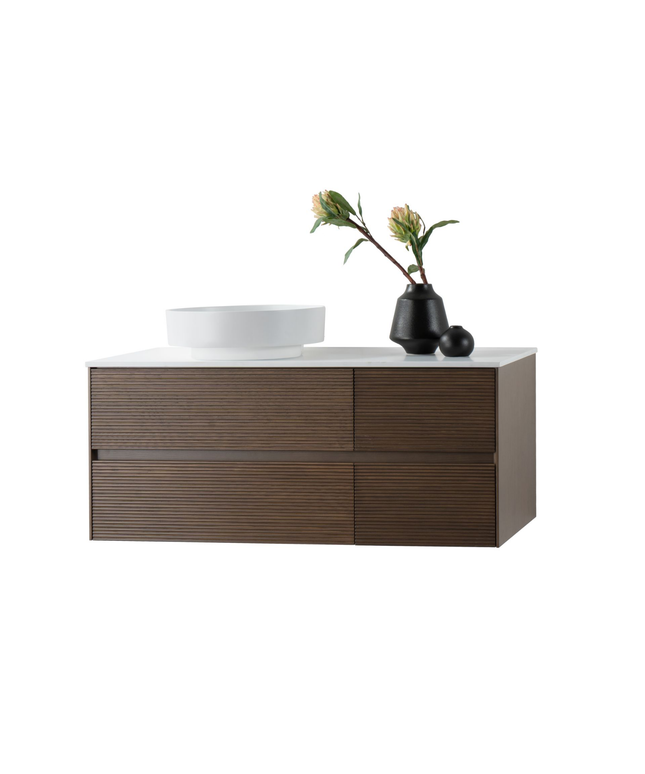 LAYDA wastafelonderkast – 119x49x52 cm – Donker walnoten – Greeploos & softclose