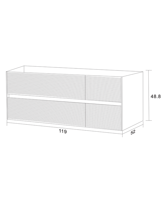 LAYDA wastafelonderkast – 119x49x52 cm – Donker walnoten – Greeploos & softclose